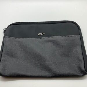 TUMI for Delta Two-Tone Gray PVC Zip Top Pouch Small Travel Toiletry Bag